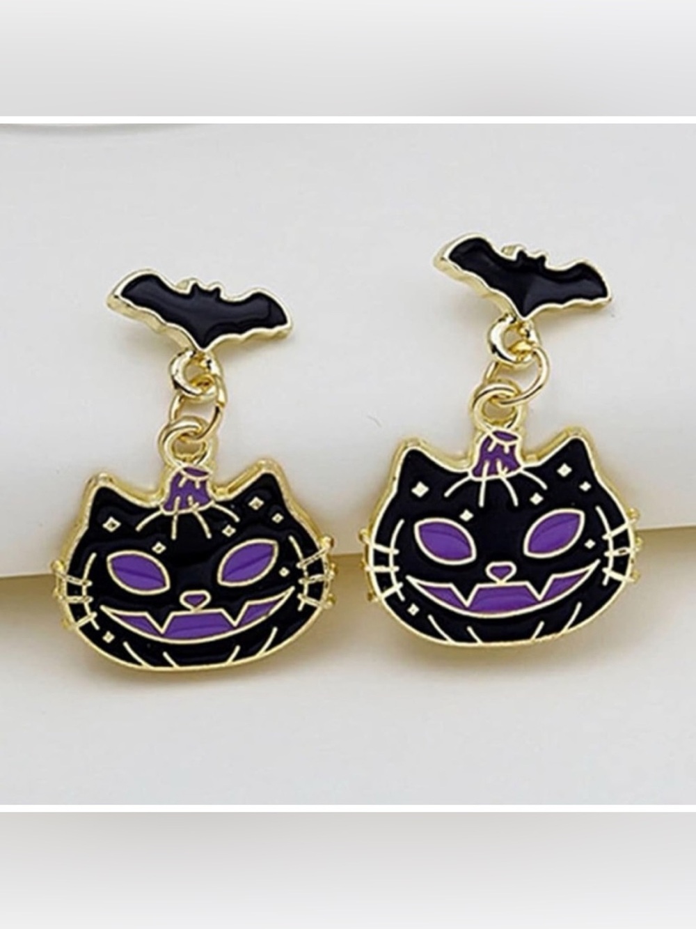 🐈‍⬛NEW Cat Pumpkin Spider Earrings Cute Halloween Spooky Goth Purple Black